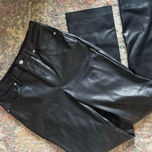 Express Black Leather Flare Jeans